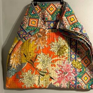 Johnny Was Colorful Floral Patchwork Quilt Queen Size Blanket